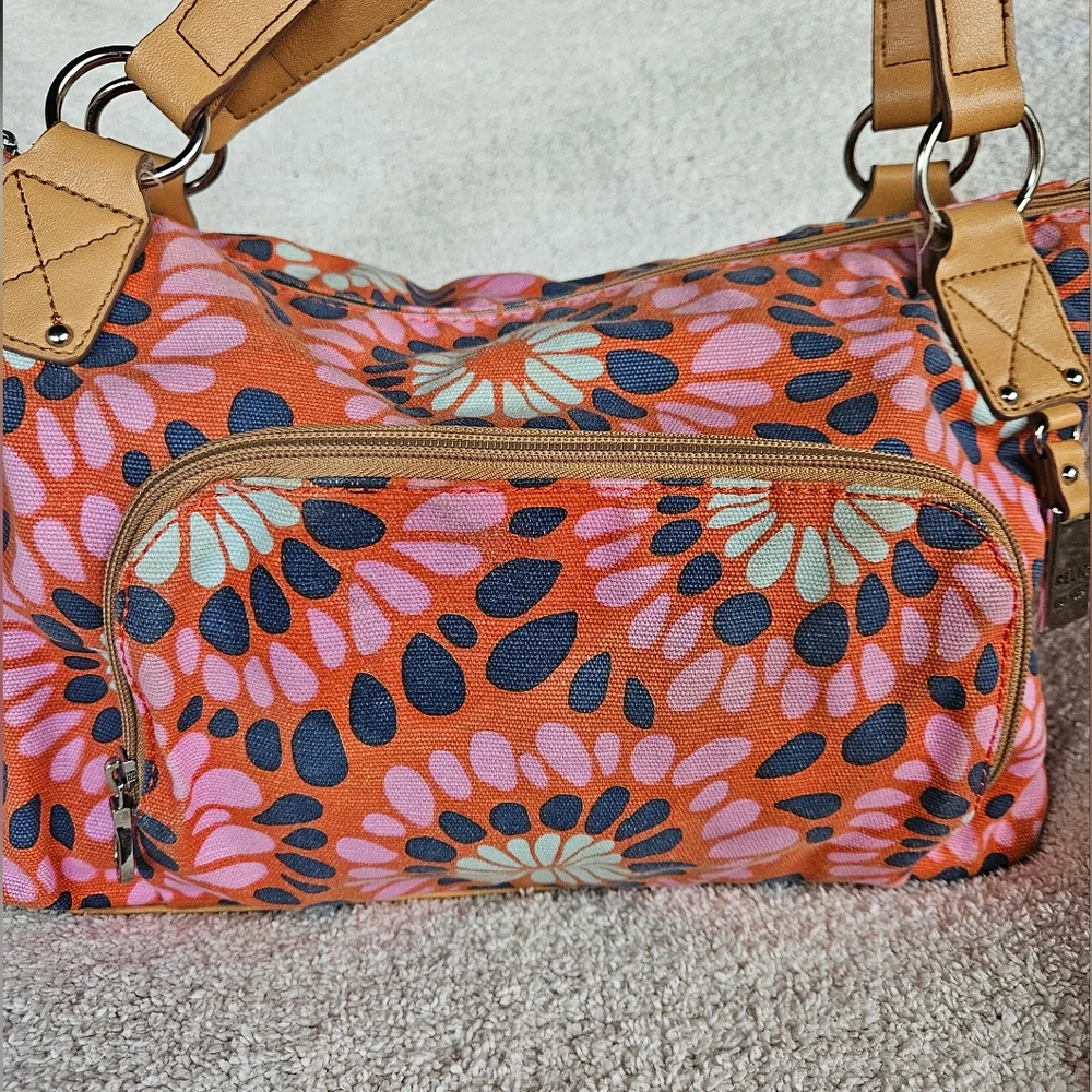 RELIC Pink Flower Power Canvas Shoulder Bag